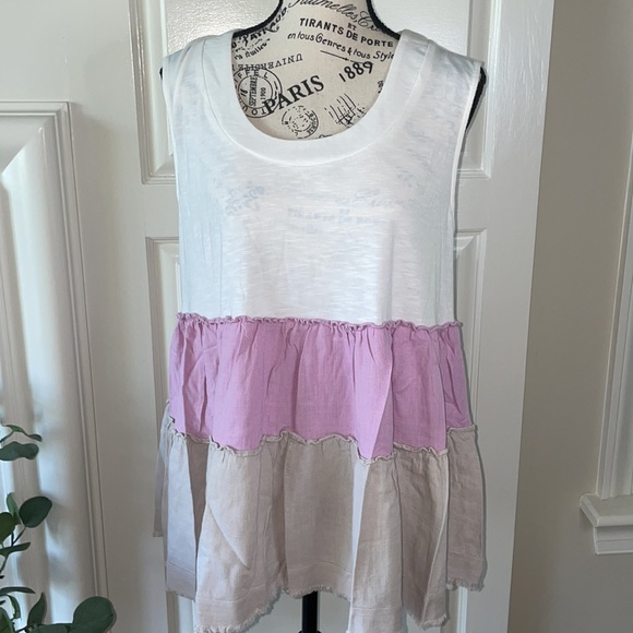 White Birch Full Size Watching the Sunset Color Block Babydoll Top - Picture 5 of 7